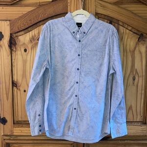 Mens J.B. Holt Athletic blue floral dots button down long sleeve shirt size M